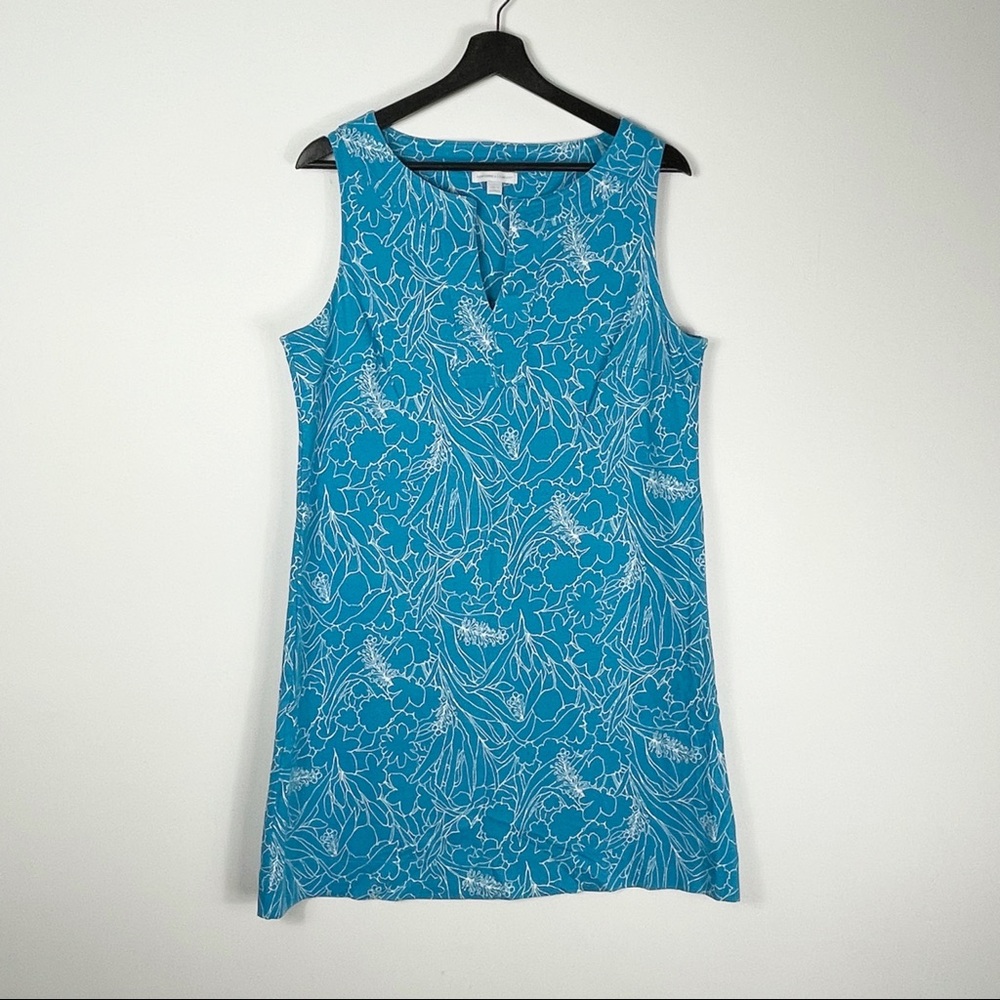 New York & Company Blue and White Print Cotton Dress
